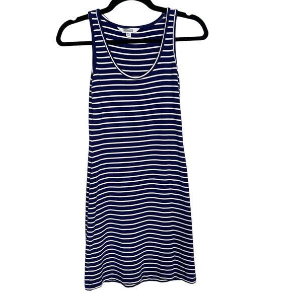 BB Dakota XS Navy Blue White Striped Scoop Neck Sleeveless Tank Dress Stretch - Picture 1 of 8